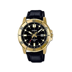 Casio Men 3H Watch MTP-VD01GL-1EV Black Leather 50M | MTP-VD01GL-1EVUDF
