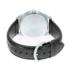 Casio men 3h watch Black Leather 48mm | MTP-VD03L-1AUDF