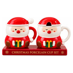 Christmas Santa Porcelain Mug Set - Red & White | ALXWY6601