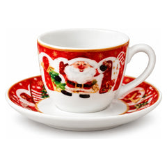 Christmas Santa Claus Ceramic Coffee Cup & Saucer Set - Red & White - 6 Cups | ALS10386