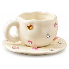 Mug & Saucer Set with Decorative Gemstones | AL10813