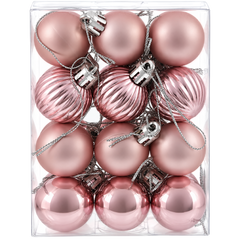 Pale Pink Christmas Tree Baubles with Mixed Finish, 8cm | AR3-038AW12-LP26