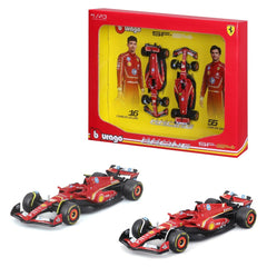 Bburago Ferrari SF-24 #16 Charles Leclerc & #55 Carlos Sainz 2024 2-Pack 1:43 Die-Cast Model Cars