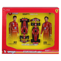 Bburago Ferrari SF-24 #16 Charles Leclerc & #55 Carlos Sainz 2024 2-Pack 1:43 Die-Cast Model Cars