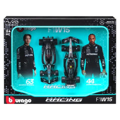 Bburago Mercedes-AMG F1 W15 #63 George Russell & #44 Lewis Hamilton 2024 2-Pack 1:43 Die-Cast Model Cars