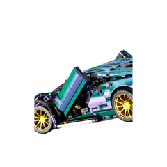MJI, Creative LEGO-style construction sets, Small Particle Assembling Luxury Sport Racing Car Building - 1299pcs - Green/Purple | MJI-8802