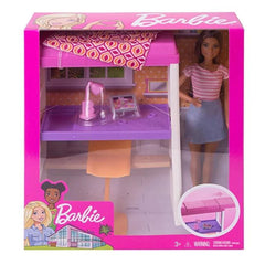Barbie Bedroom Furniture Playset with Doll & Accessories | FXG52