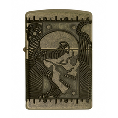 Zippo Armor Steampunk Skull 360 Multi-Cut Lighter - Antique Brass | 29268