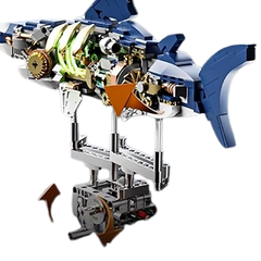MJI, Creative LEGO-style construction sets, Mecha Shark Building Blocks Set, 687 Pieces Kit with Base | MJI-13054