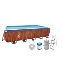 Jilong Avenli Rectangular Frame Wooden Pool Set with Filter Pump & Ladder - 540×250×100cm | 17824EU