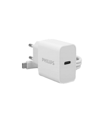 Philips USB-C Wall Charger 20W with Type-C to Type-C Cable - White | DLP4313C/70