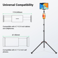 UGREEN 2 In 1 Tripod Stand with two holders, one for phone and one for tablet, Adjustable Height up to 170cm | 15647