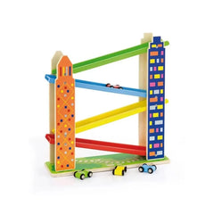 Viga Wooden Car Slider Building with 4 Cars | 50981