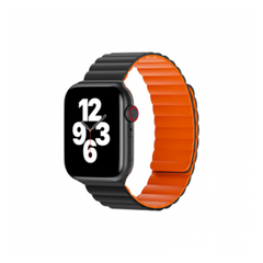 WIWU Magnetic Silicone (38/40/41mm) Watch Band - Black+ Orange | Wi-WB001