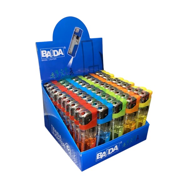 Baida Electronic Gas Lighter with LED Light - 50 Pieces | YHL-307