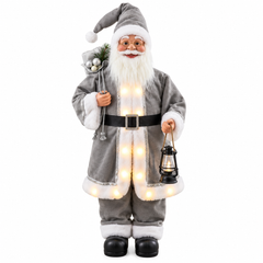 Light-Up Gray Santa Claus Christmas Figurine | ck9189-36sl