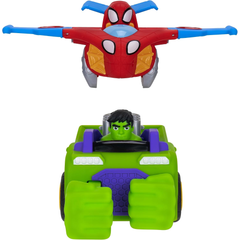 Marvel Feature Vehicle Team Up Tank Combining 6" Hulk Smash Tank and 4" Spidey Glider Jet | SNF0323