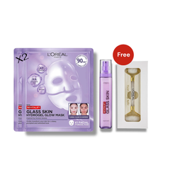 L'Oréal Paris Revitalift Glass Skin Hydrogel Glow Mask x2 - Liquid Cream + Free Face Roller