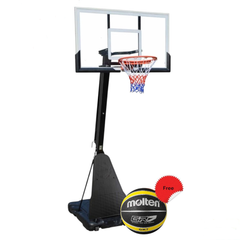 Heavy-Duty Adjustable Portable Basketball Hoop with Breakaway Rim and Large Polycarbonate Backboard - Free Molten Basketball Ball | SO27