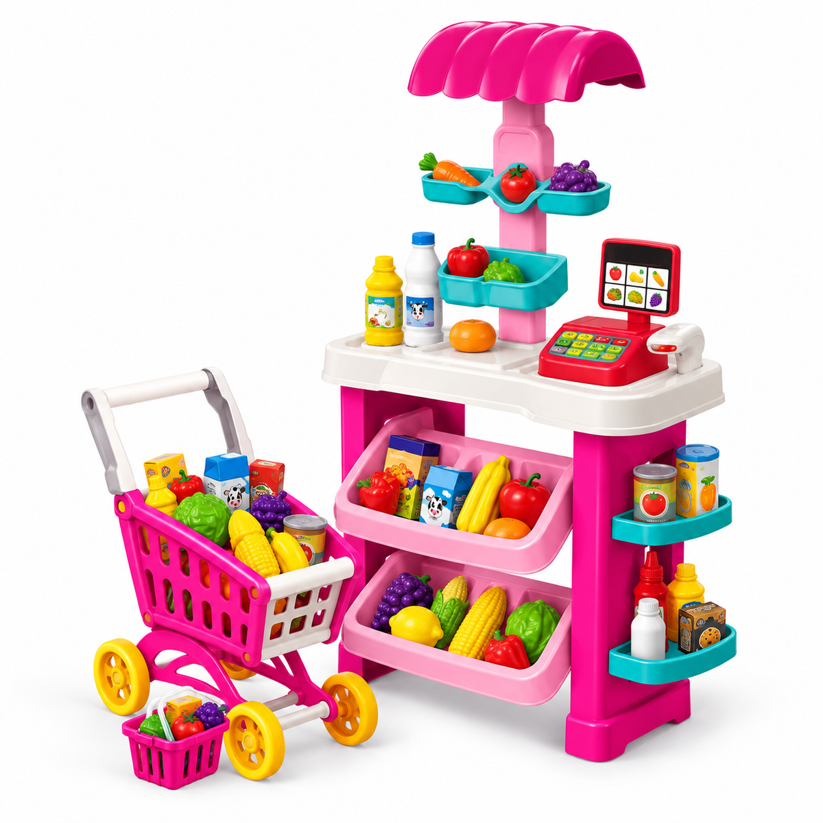 Play With Market 80-Piece Supermarket & Shopping Cart Play Set | 922-195
