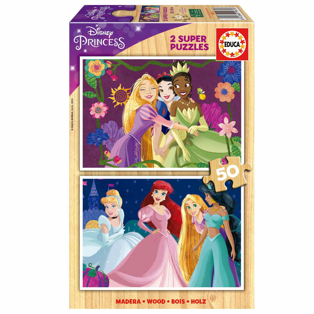 Educa Disney Princess - 2 Super Wooden Puzzles 50 pcs | 19672