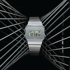 Casio Vintage Digital Unisex Watch Silver Case, Silver Dial , Silver Stainless Steel Band | A700WEV-7ADF