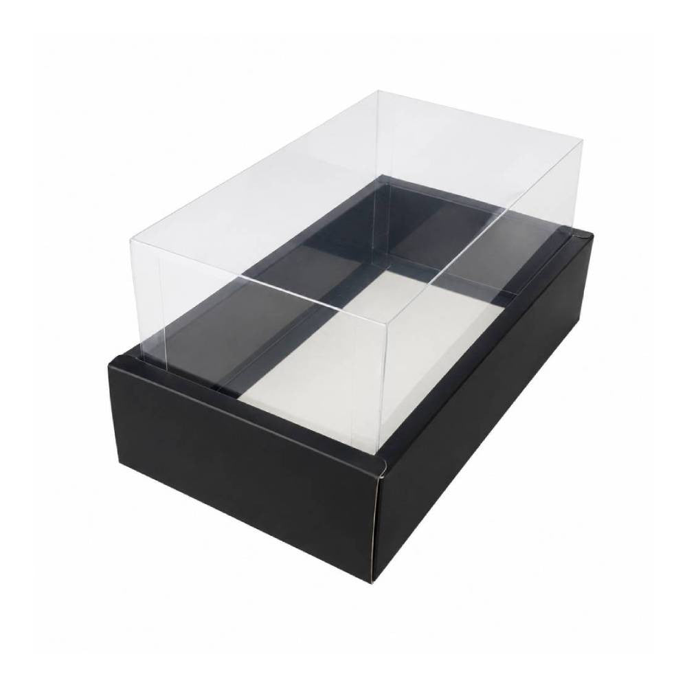 Black Rectangular Gift Box with Clear Transparent Lid - 17x30x14cm | D32-BK