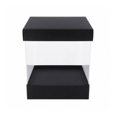 Black Square Display Gift Box with Clear Transparent Window - 20x20x24cm | D17-BK