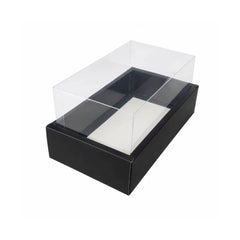 Black Rectangular Gift Box with Clear Transparent Lid - 14x25x13cm | D31-BK