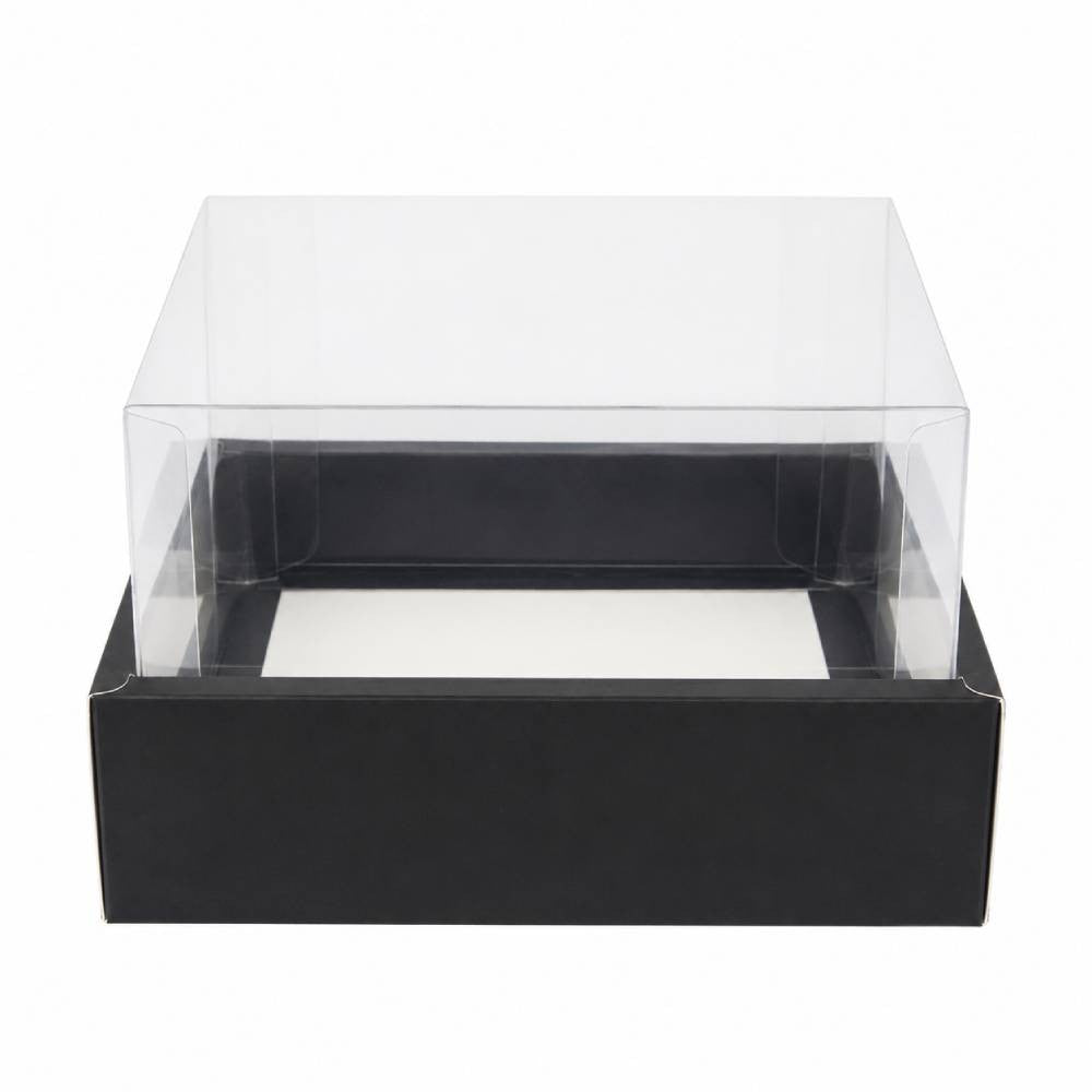 Black Square Gift Box with Clear Transparent Lid - 30x30x16cm | D45-BK