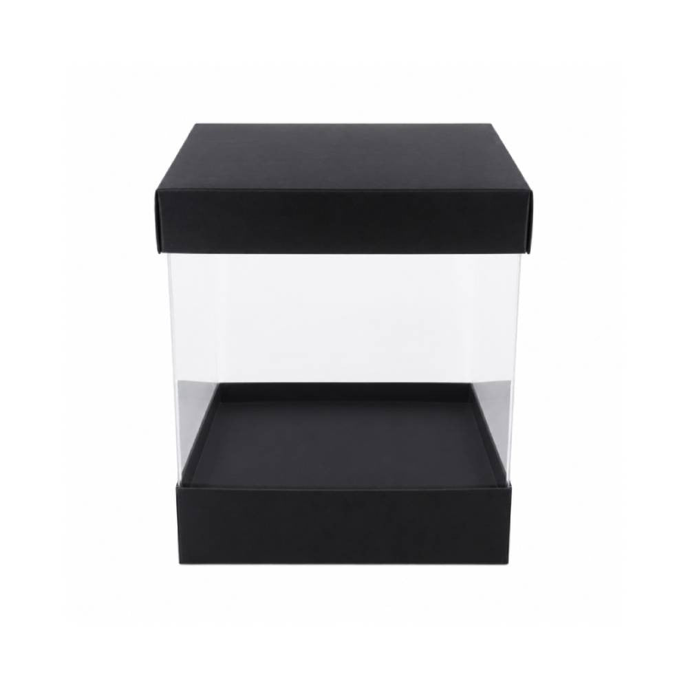 Black Square Display Gift Box with Clear Transparent Window - 15x15x19cm | D16-BK