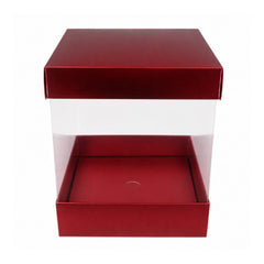 Red Square Display Gift Box with Clear Transparent Window - 25x25x30cm | D24-RD