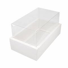 White Rectangular Gift Box with Clear Transparent Lid - 22x36x15cm | D27-WH
