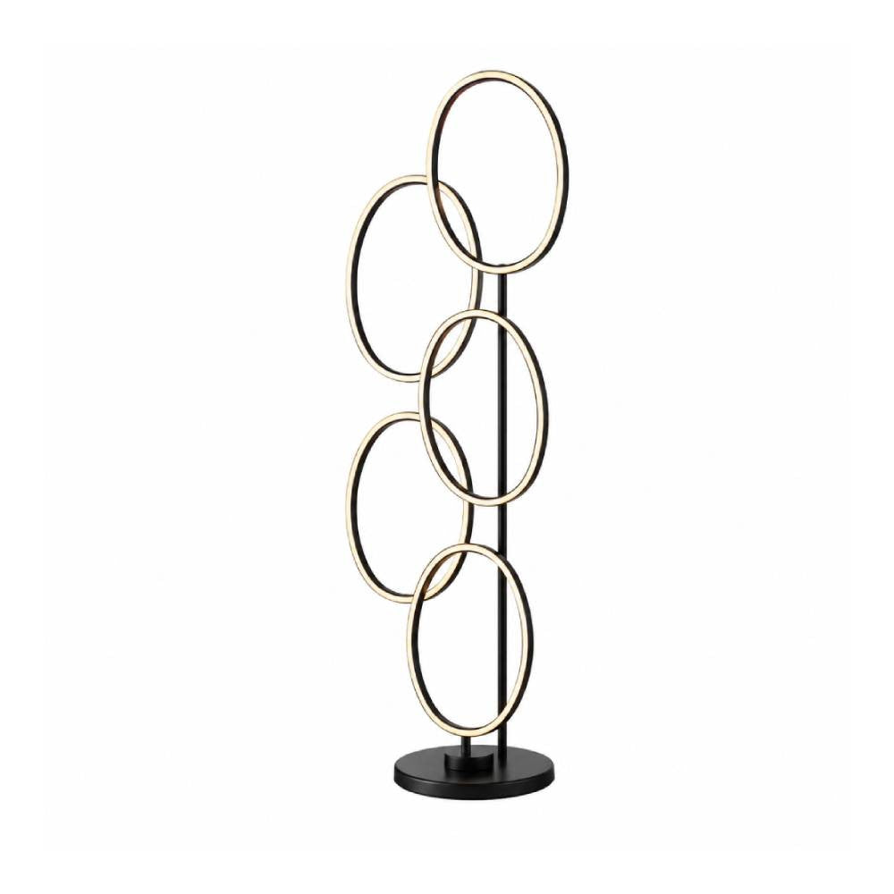 SK Modern Sculptural LED Floor Lamp with 5 Illuminated Oval Rings Black | SK859