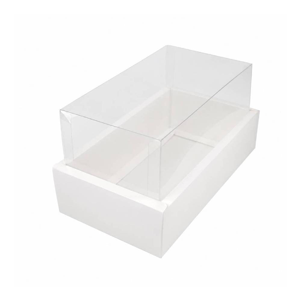 White Rectangular Gift Box with Clear Transparent Lid - 17x30x14cm | D26-WH