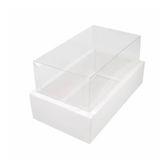 White Rectangular Gift Box with Clear Transparent Lid - 17x30x14cm | D26-WH