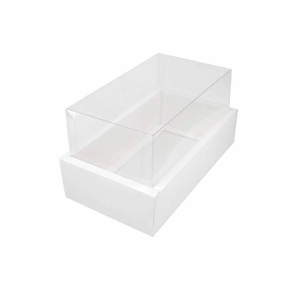White Rectangular Gift Box with Clear Transparent Lid - 14x25x13cm | D25-WH