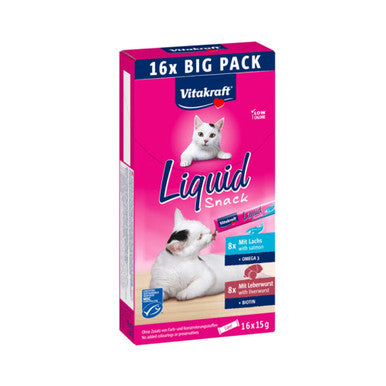 Vitakraft Liquid Snack with Salmon & Liver Big Pack 16 Bags | L-PS&LI