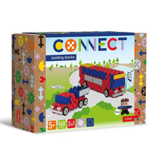 Trefl Connect 2-in-1 Bus & Car with Trailer 160-Piece Building Set | 61973