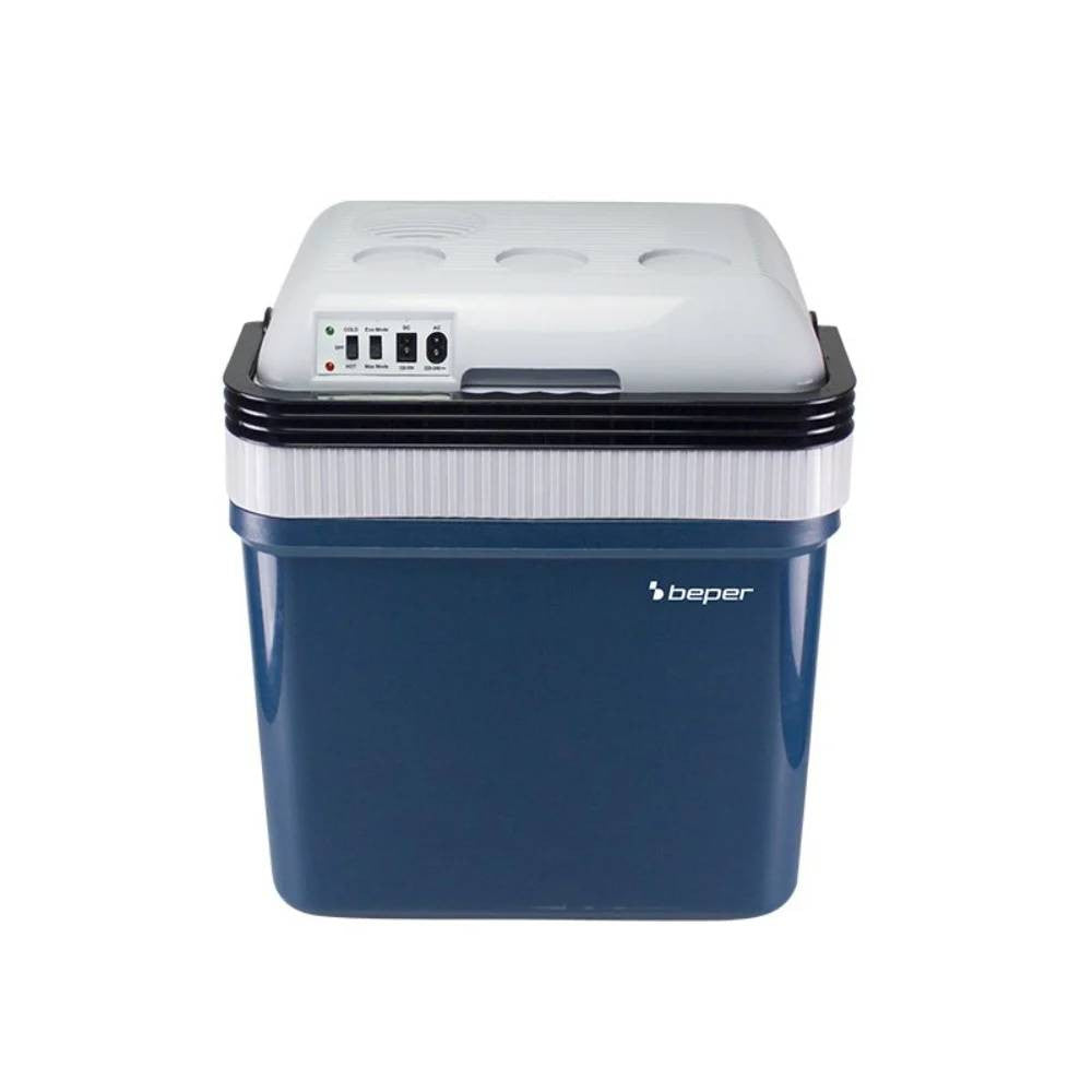 Beper Portable Electric Refrigerator, 24L, Cooling And Heating, 12V Car Socket And Wall Socket, Mini Fridge, White-Red 40.2×30.6x46cm | P102CON300