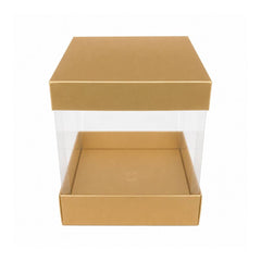 Gold Square Display Gift Box with Clear Transparent Window - 20x20x24cm | D20-GD