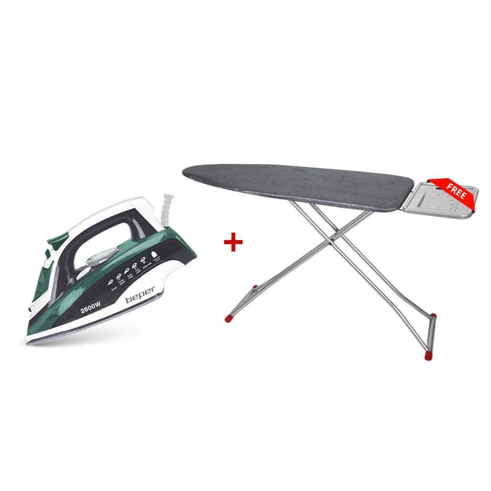 Beper Steam Iron 2600W 400ML Stainless Steel Soleplate + FREE Ironing Board | 204FER003 + ZLN7666