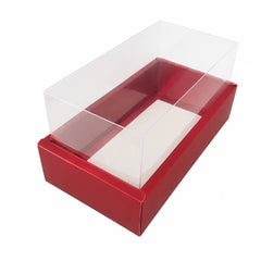 Red Rectangular Gift Box with Clear Transparent Lid - 22x36x15cm | D36-RD
