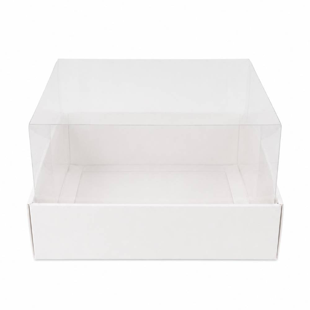 White Square Gift Box with Clear Transparent Lid - 30x30x16cm | D39-WH