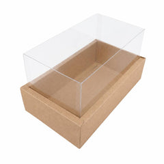 Kraft Brown Rectangular Gift Box with Clear Transparent Lid - 22x36x15cm | D30-BR