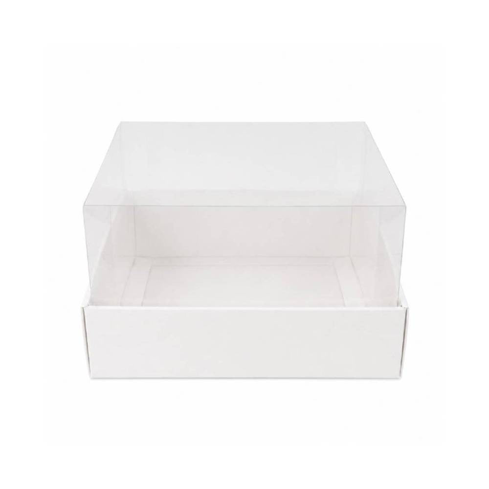 White Square Gift Box with Clear Transparent Lid - 20x20x14cm | D37-WH