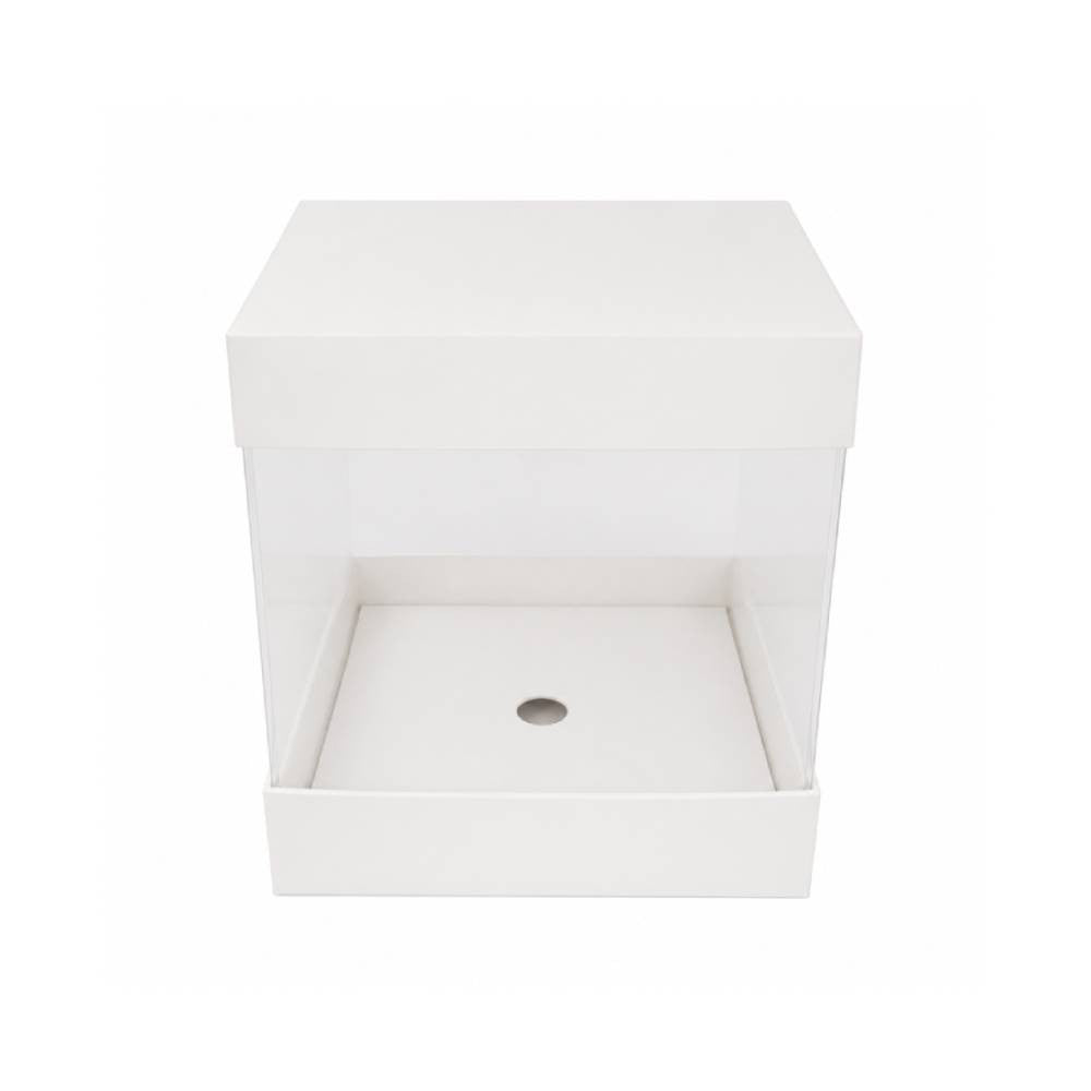White Square Display Gift Box with Clear Transparent Window - 15x15x19cm | D10-EH