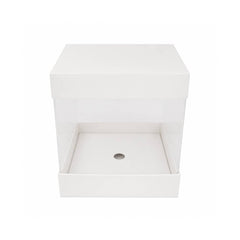 White Square Display Gift Box with Clear Transparent Window - 15x15x19cm | D10-EH