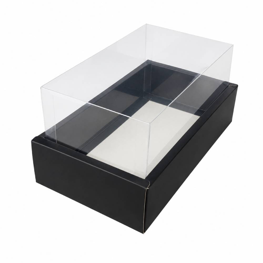 Black Rectangular Gift Box with Clear Transparent Lid - 22x36x15cm | D33-BK