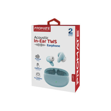 Promate Acoustic In-Ear TWS Earphone, Blue | Lush.Blue